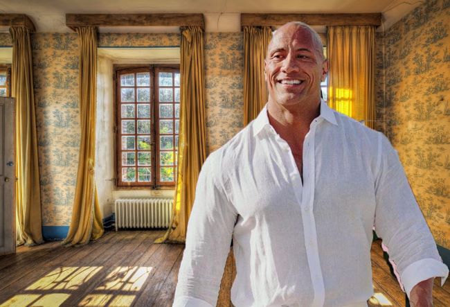 Dwayne Johnson egy téglafalu szobában